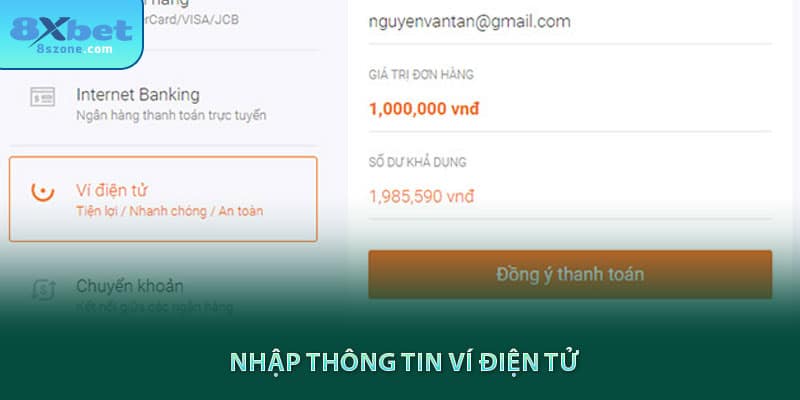 Rút Tiền 8xbet: Cách Tiền Về Trong 3 Phút 16 Nhập thông tin ví điện tử 8xbet